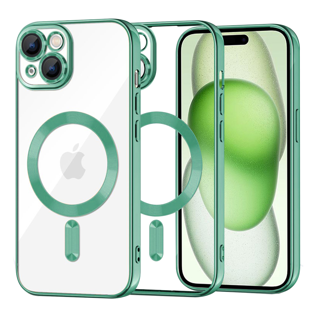 Калъф за iPhone 15 Plus - Techsuit Luxury Crystal MagSafe - светло зелен