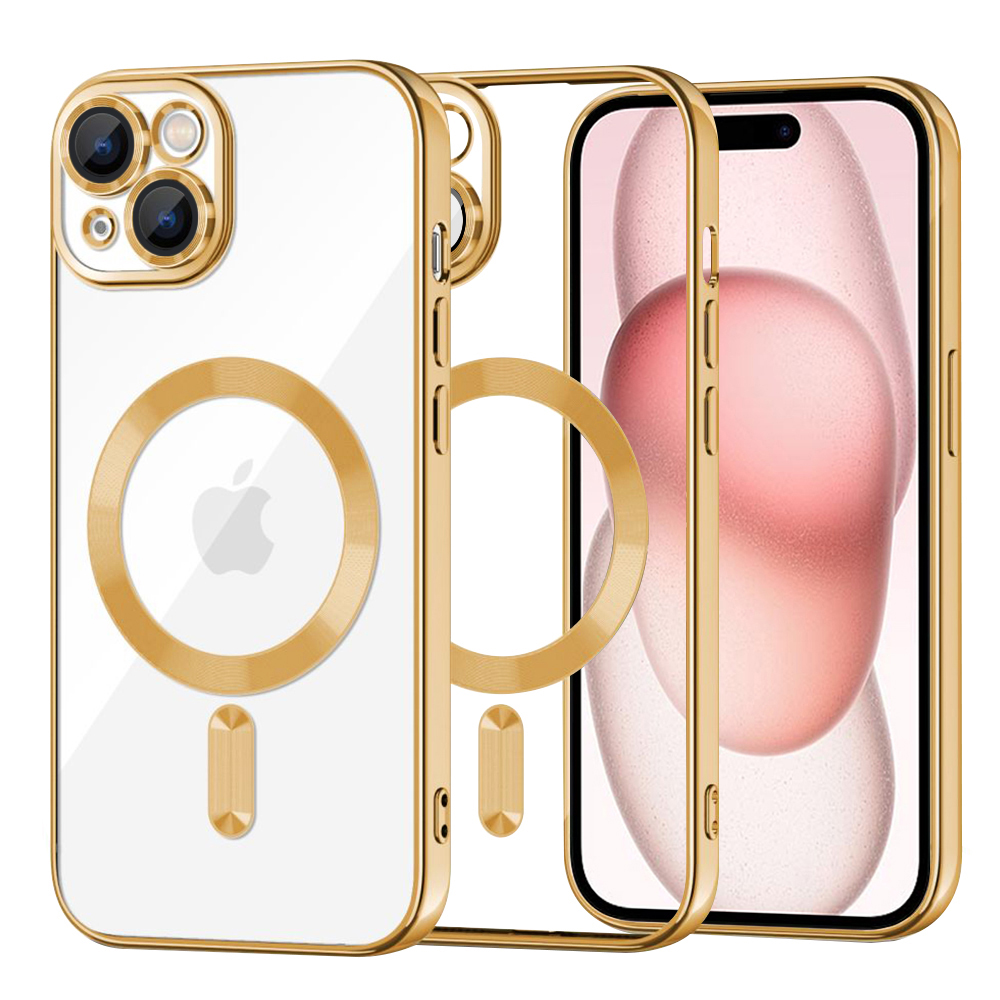 Калъф за iPhone 15 - Techsuit Luxury Crystal MagSafe - златен
