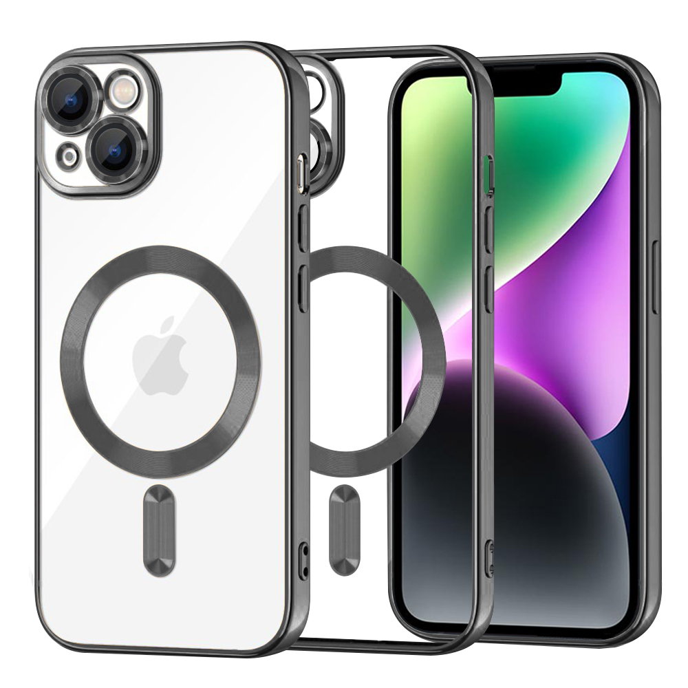 Дом за iPhone 14 - Techsuit Luxury Crystal MagSafe - Черен