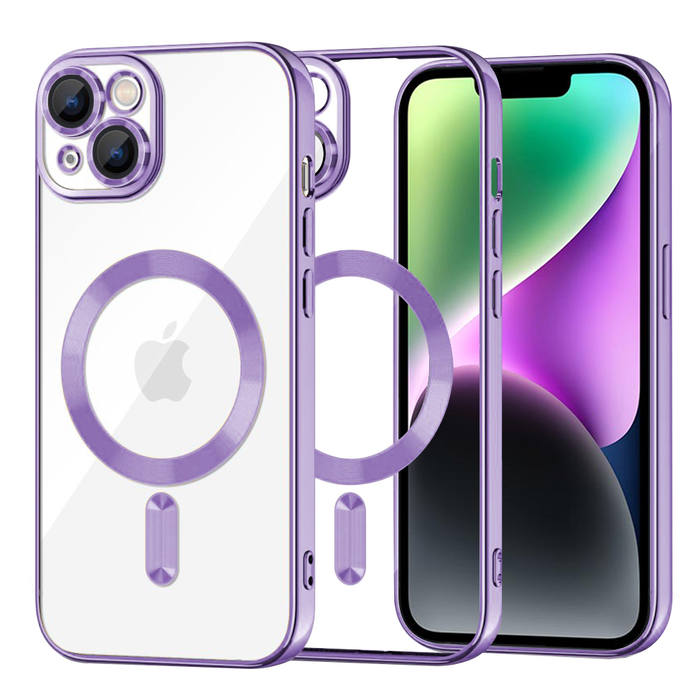 Калъф за iPhone 14 - Techsuit Luxury Crystal MagSafe - Светло лилав