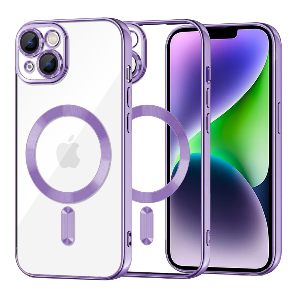 Калъф за iPhone 14 Plus - Techsuit Luxury Crystal MagSafe - Светло лилав