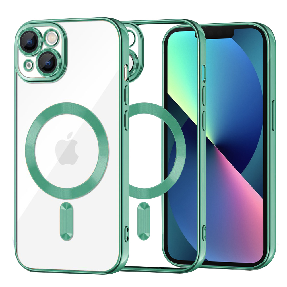 Калъф за iPhone 13 - Techsuit Luxury Crystal MagSafe - светло зелен