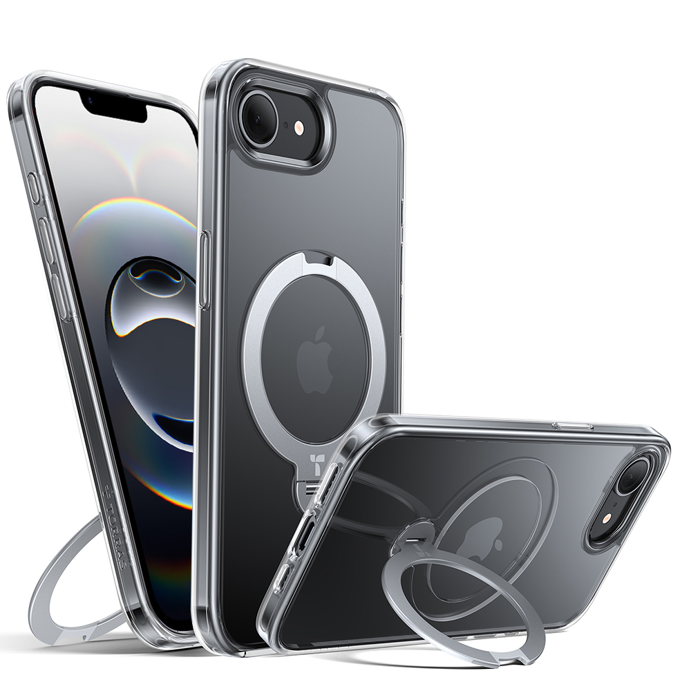 Калъф за iPhone 16e / iPhone 17e - Torras Ostand Spin MagSafe Series - Прозрачен