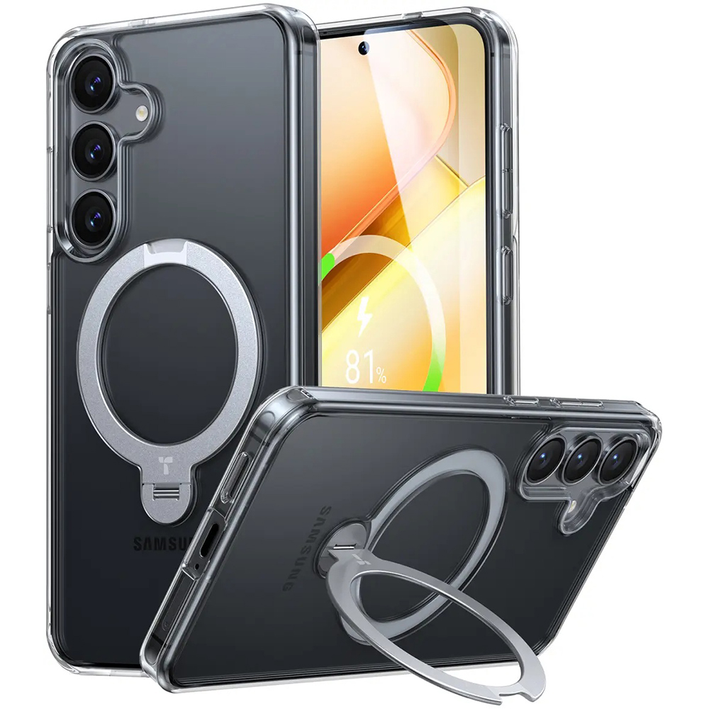Калъф за Samsung Galaxy S25 - Torras Ostand Spin MagSafe Series - Прозрачен