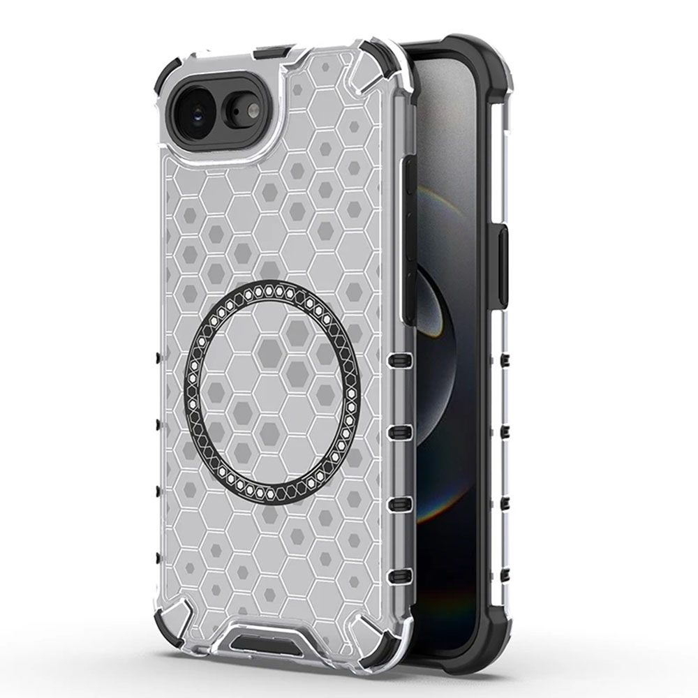 Прозрачен калъф за iPhone 16e / iPhone 17e - Techsuit HoneyComb Shield MagSafe MagSafe - Бял