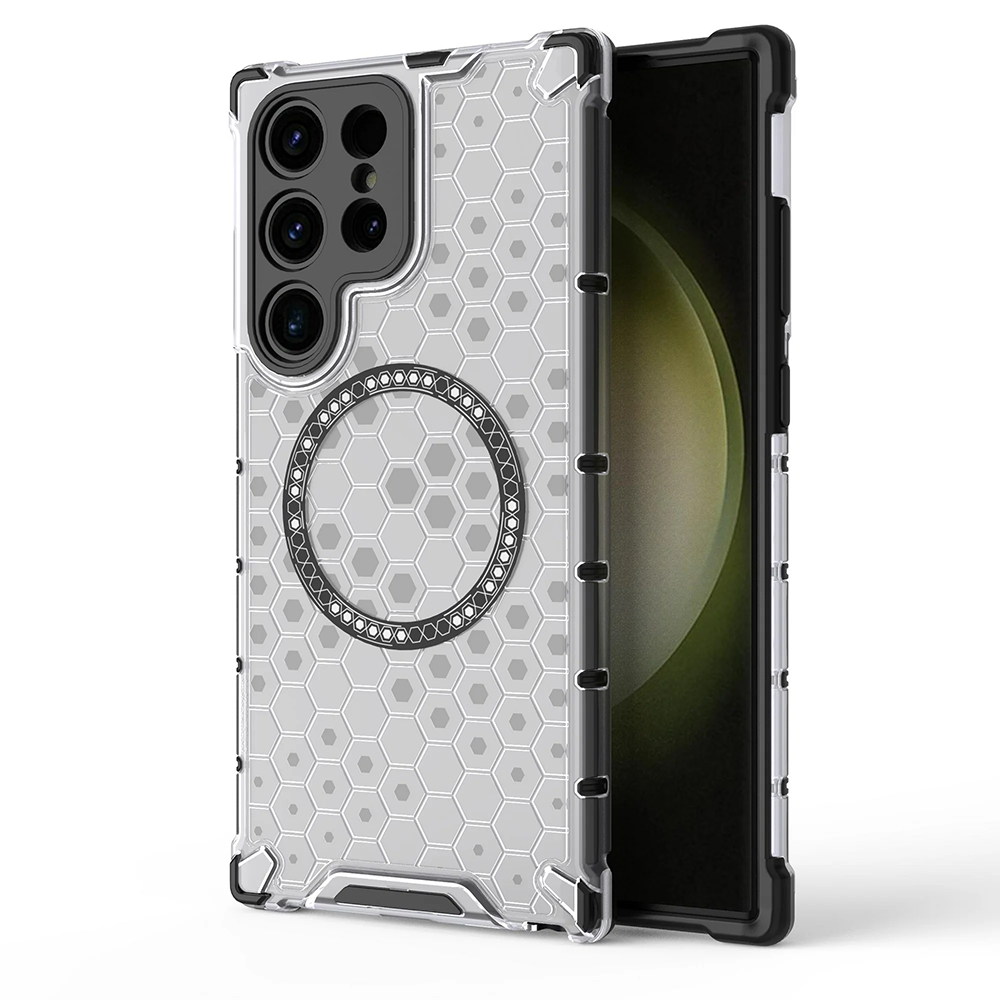 Прозрачен калъф за Samsung Galaxy S24 Ultra - Techsuit HoneyComb Shield MagSafe - Бял