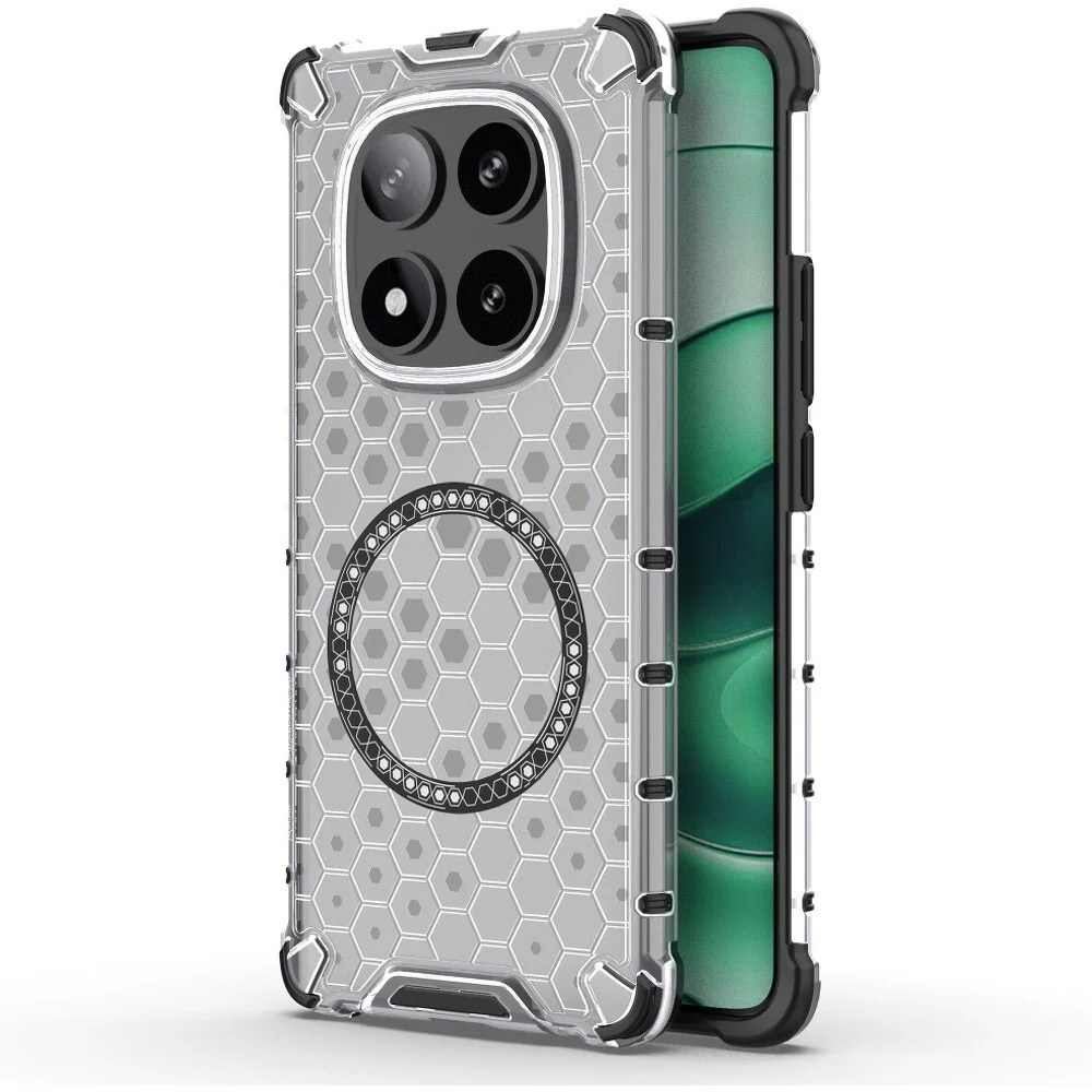 Прозрачен калъф за Xiaomi Redmi Note 14 Pro 5G / Poco X7 - Techsuit HoneyComb Shield MagSafe MagSafe - Бял