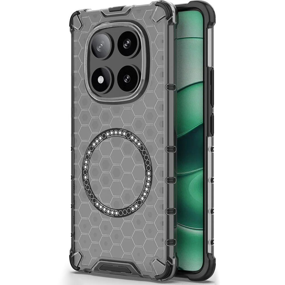 Прозрачен калъф за Xiaomi Redmi Note 14 Pro 5G / Poco X7 - Techsuit HoneyComb Shield MagSafe MagSafe - Черен