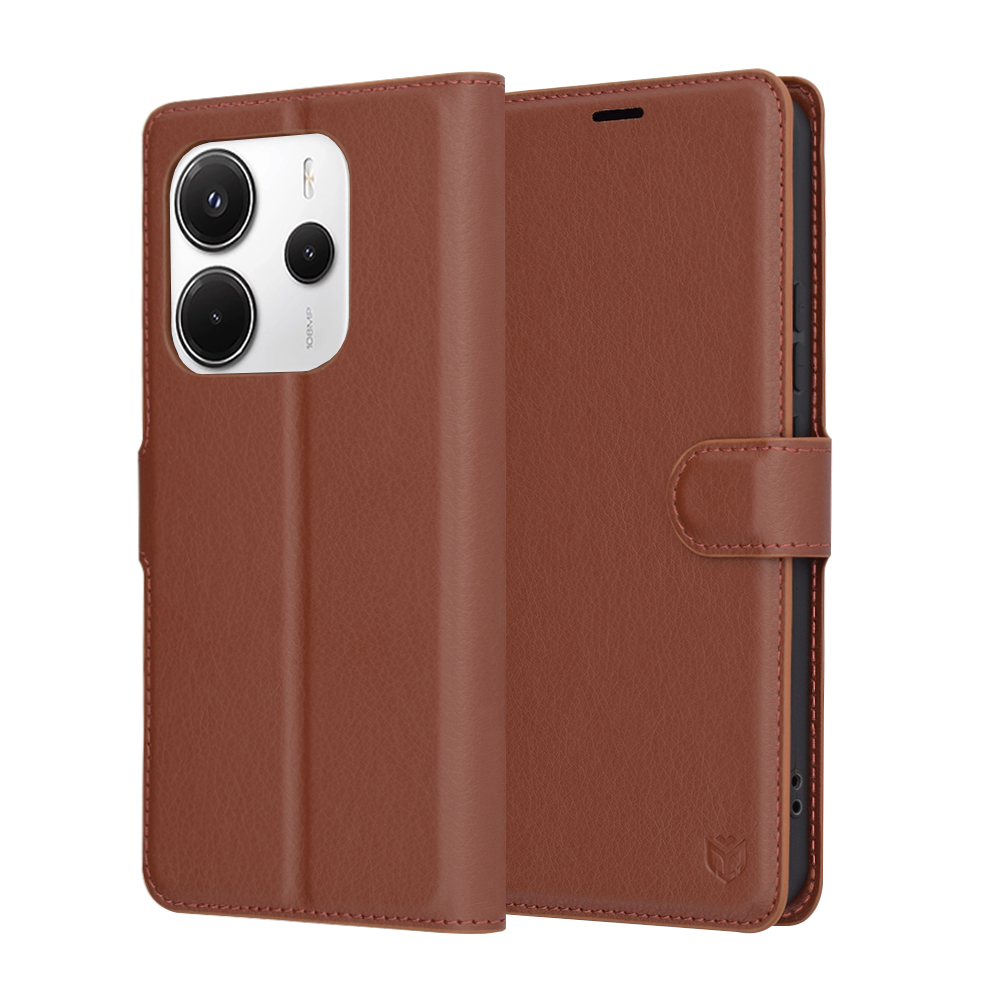 Калъф за Xiaomi Redmi Note 14 4G (регионален) - Techsuit Leather Folio - Кафяв