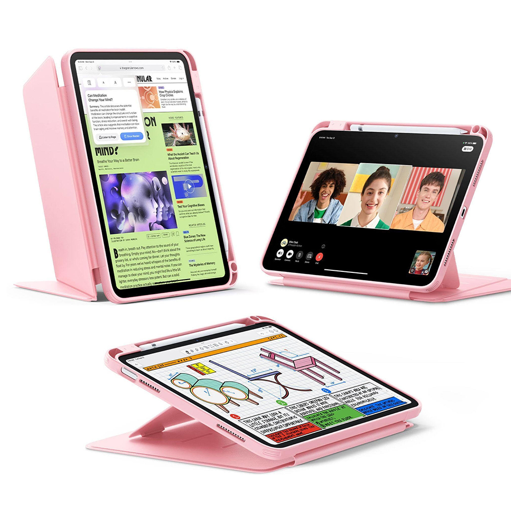 Калъф за iPad 10 (2022) 10.9 / 11 (2025) / 12 (2026) - ESR Flip Hybrid (с държач за молив) - Розов