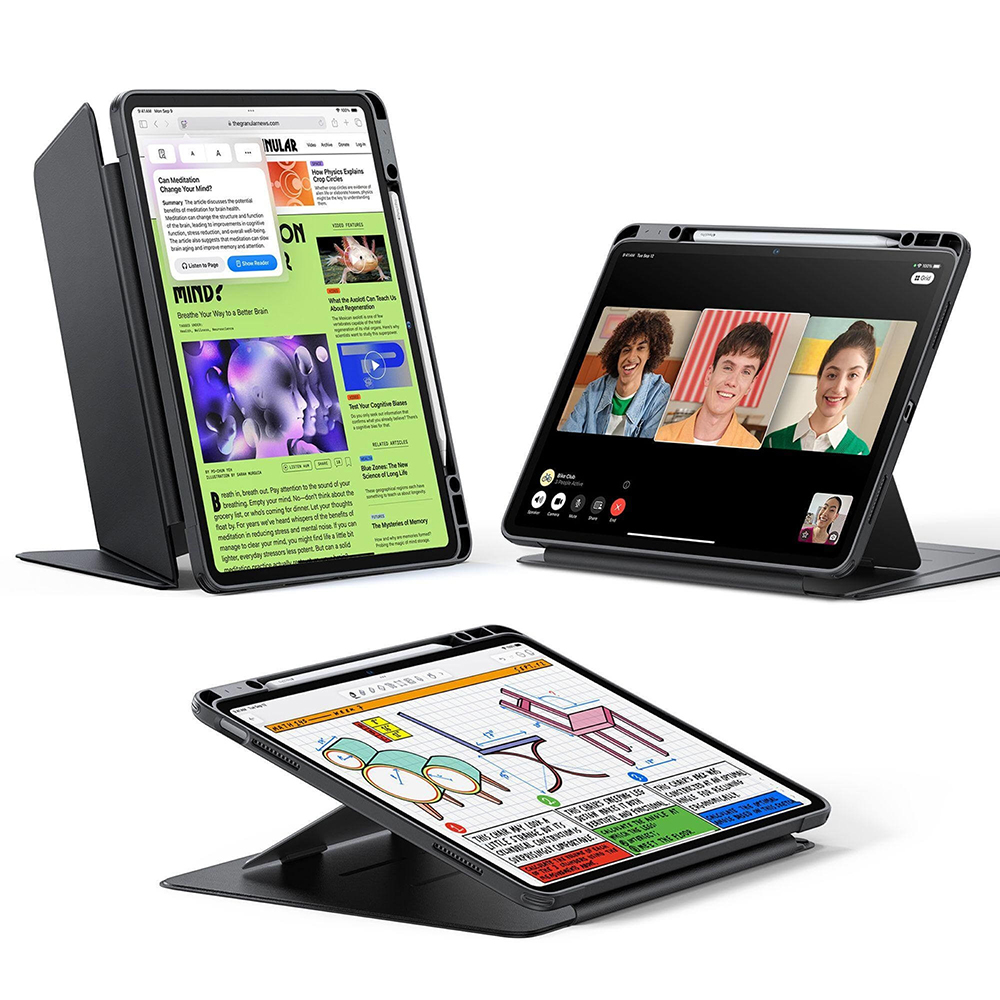 Калъф за iPad Air 13 (2024) / Air 13 (2025) / Air 13 (2026) - ESR Flip Hybrid (с държач за молив) - Черен