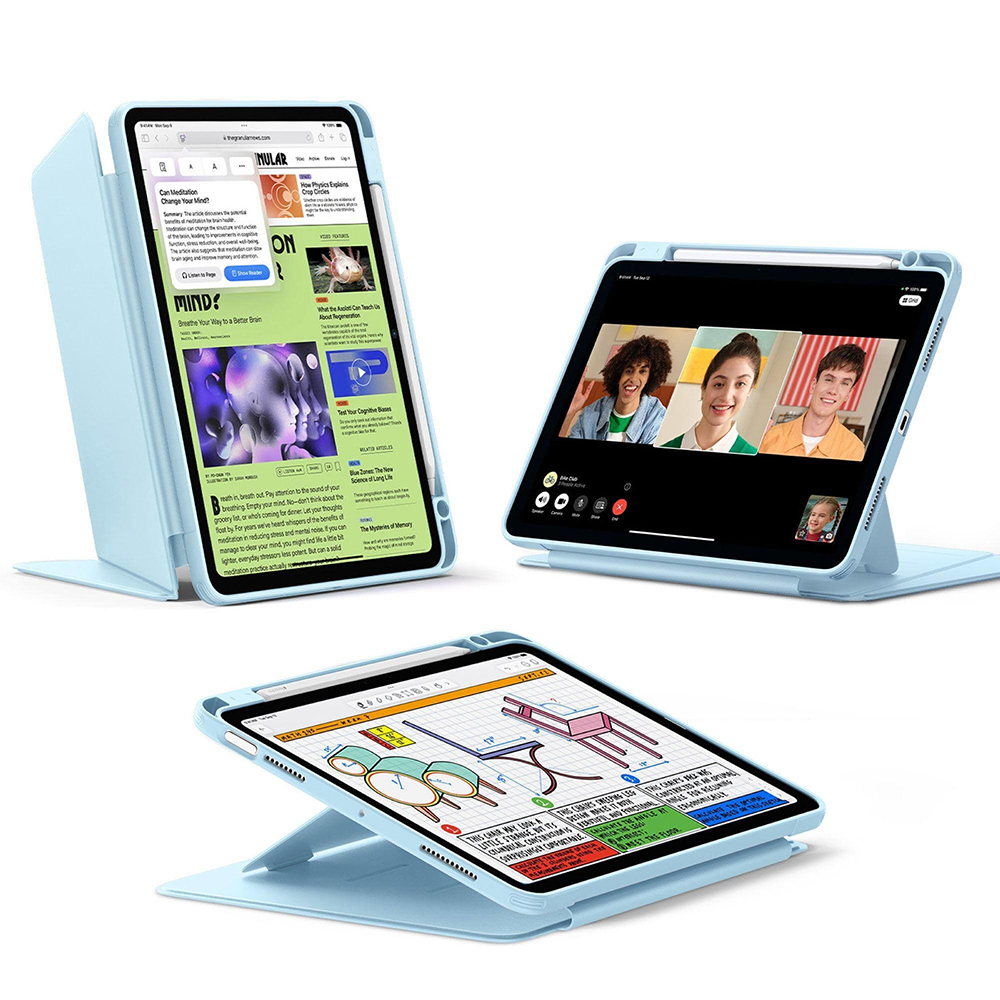 Калъф за iPad Air 4 (2020) / Air 5 (2022) / Air 11 (2024 / 2025 / 2026) - ESR Flip Hybrid (с държач за молив) - Небесно син