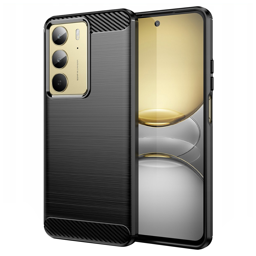 Калъф за Realme C75 / Realme 14x - Techsuit Carbon Silicone - Черен