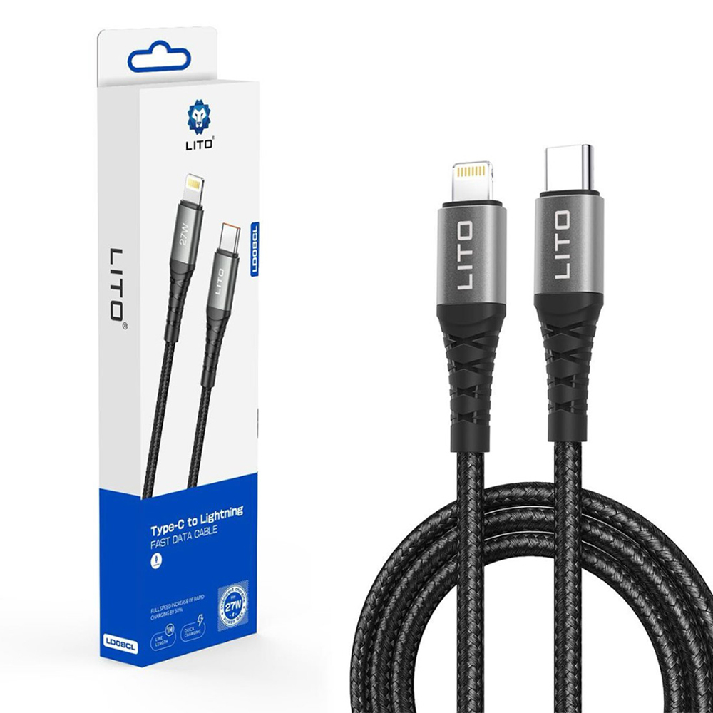 Кабел Type-C към Lightning, 27W, 1m - Lito (LD08CL) - Черен