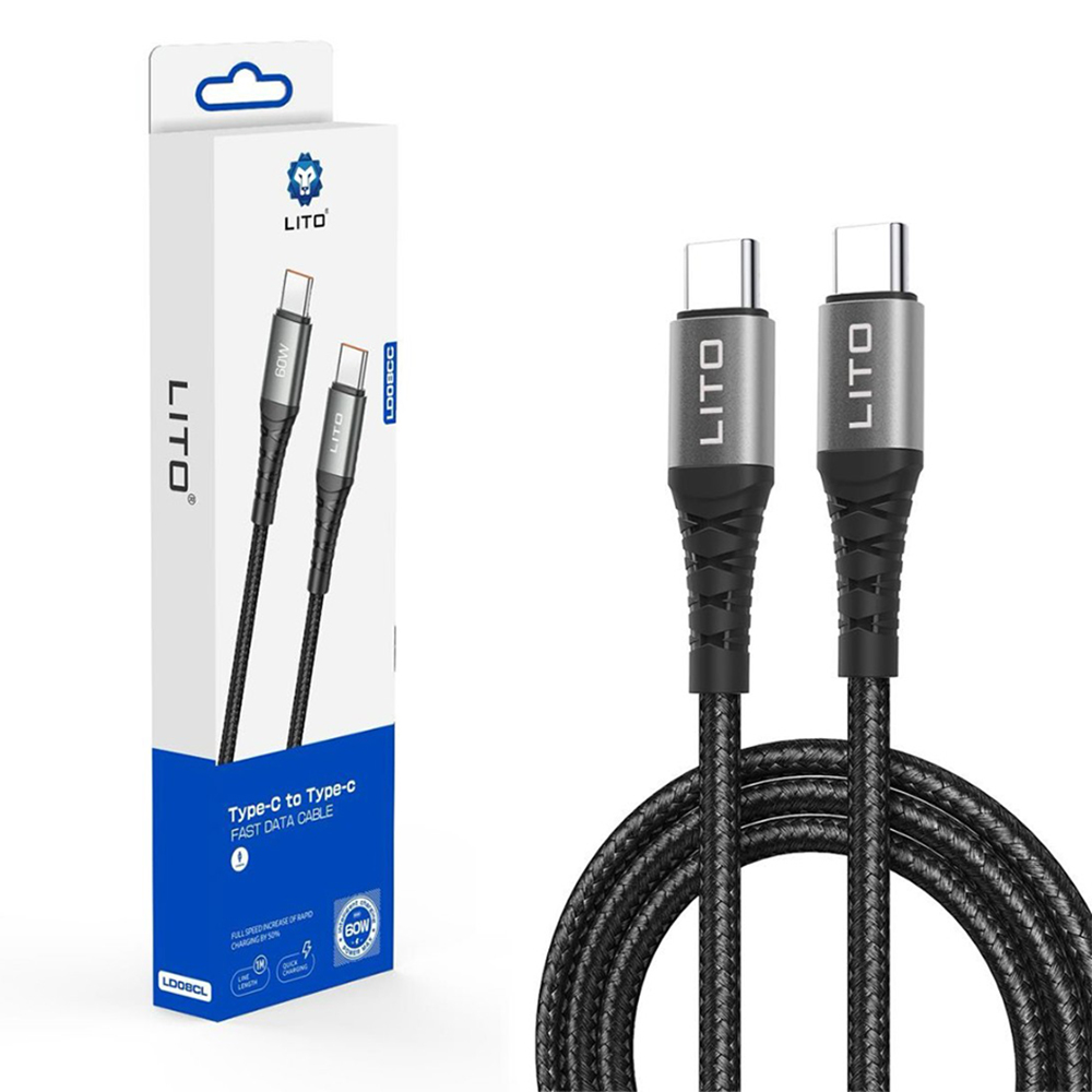 Кабел Type-C към Type-C, 60W, 1m - Lito (LD08CC) - Черен