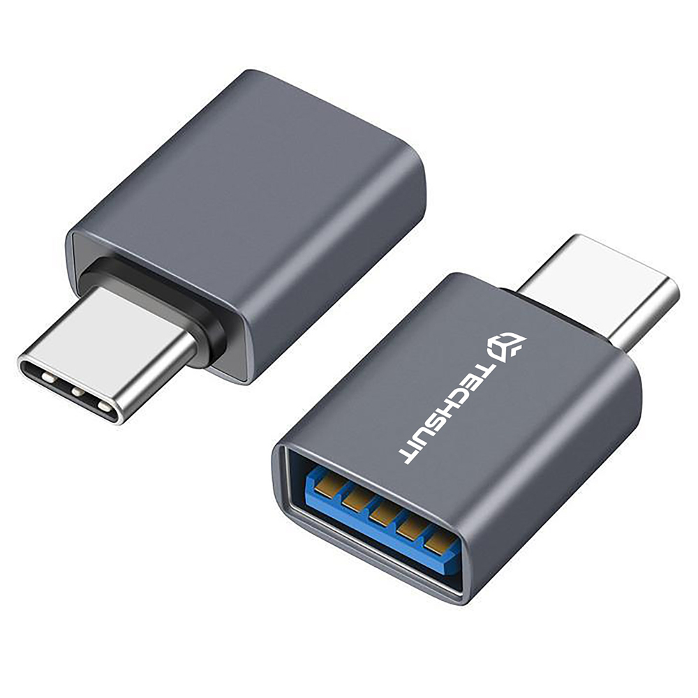 USB към Type-C адаптер, 5Gbps, 3A, алуминий - Techsuit SlateVolt (A8) - Сив
