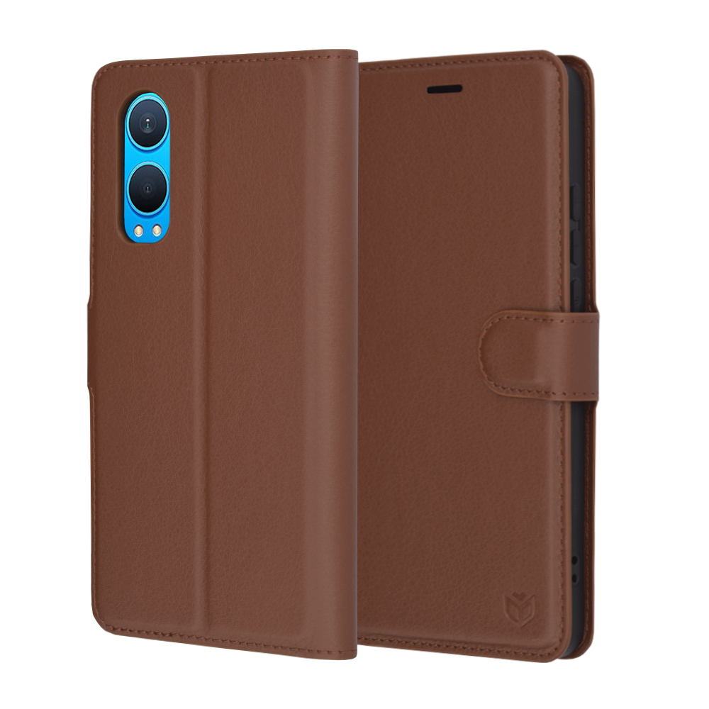 Чанта за OnePlus Nord CE4 Lite - Techsuit Leather Folio - Кафяв