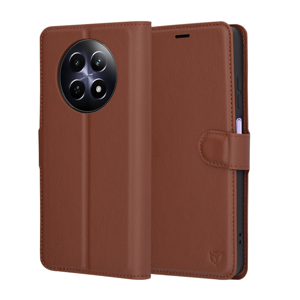 Калъф за Realme 12 / 12x - Techsuit Leather Folio - Кафяв