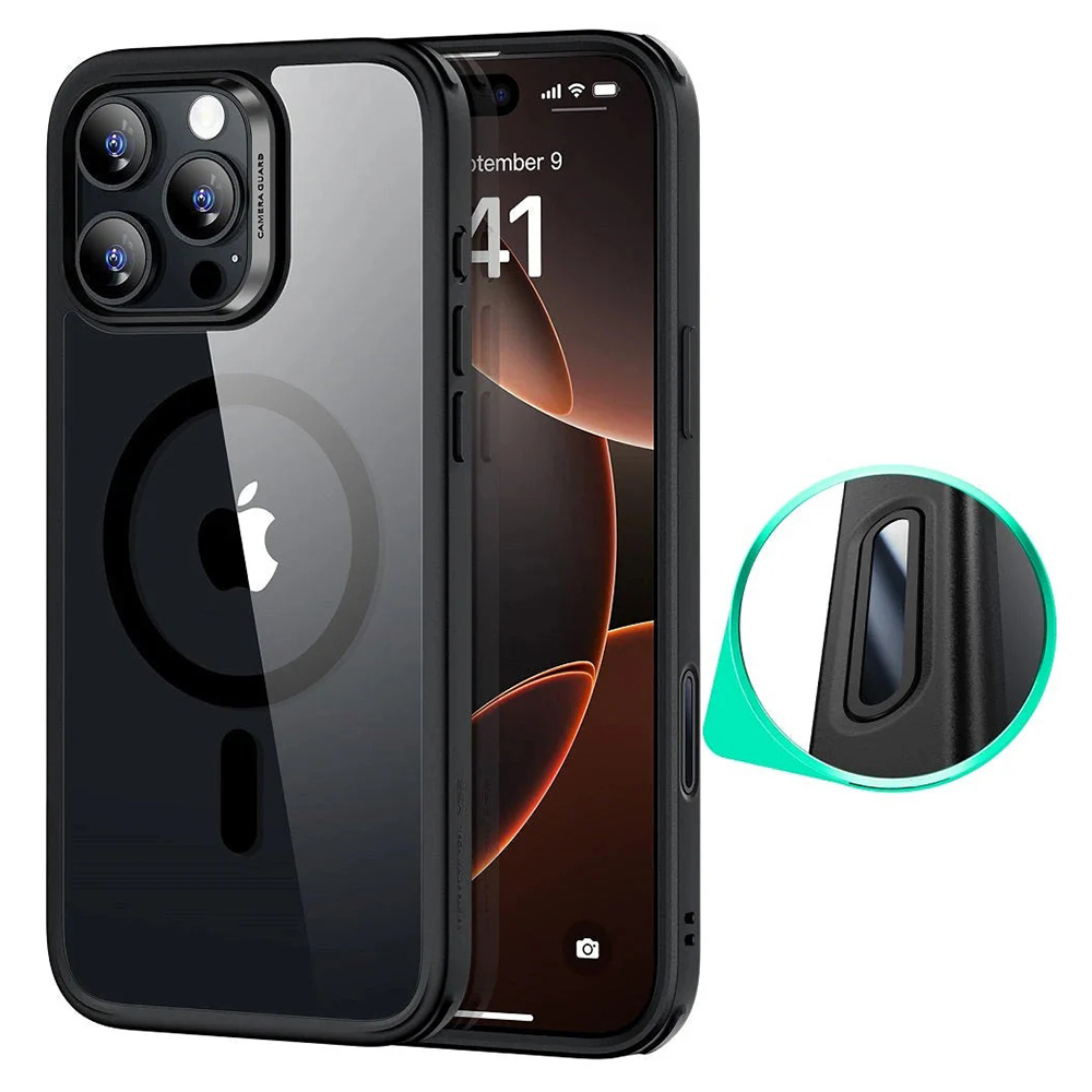Калъф за iPhone 16 Pro Max - ESR Classic Classic Hybrid HaloLock - Прозрачен Черен