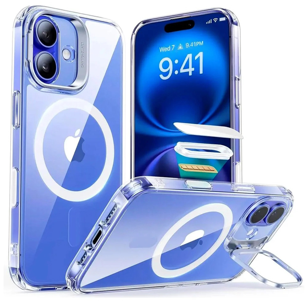 Калъф за iPhone 16 - ESR Classic Hybrid Hybrid HaloLock Kickstand - Прозрачен