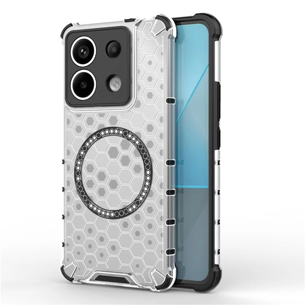 Прозрачен калъф за Xiaomi Redmi Note 13 Pro 5G / Poco X6 - Techsuit HoneyComb Shield MagSafe MagSafe - Бял