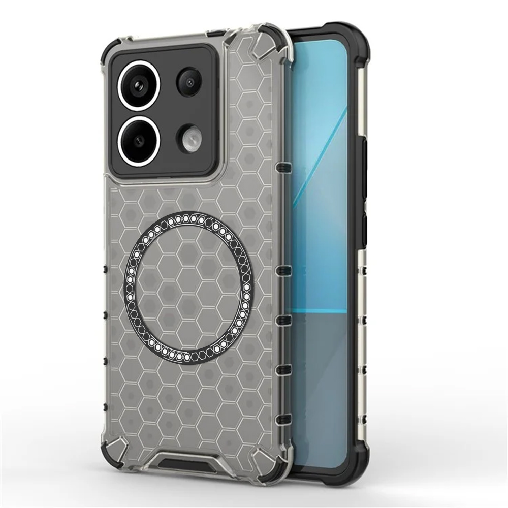 Прозрачен калъф за Xiaomi Redmi Note 13 Pro 5G / Poco X6 - Techsuit HoneyComb Shield MagSafe MagSafe - Черен