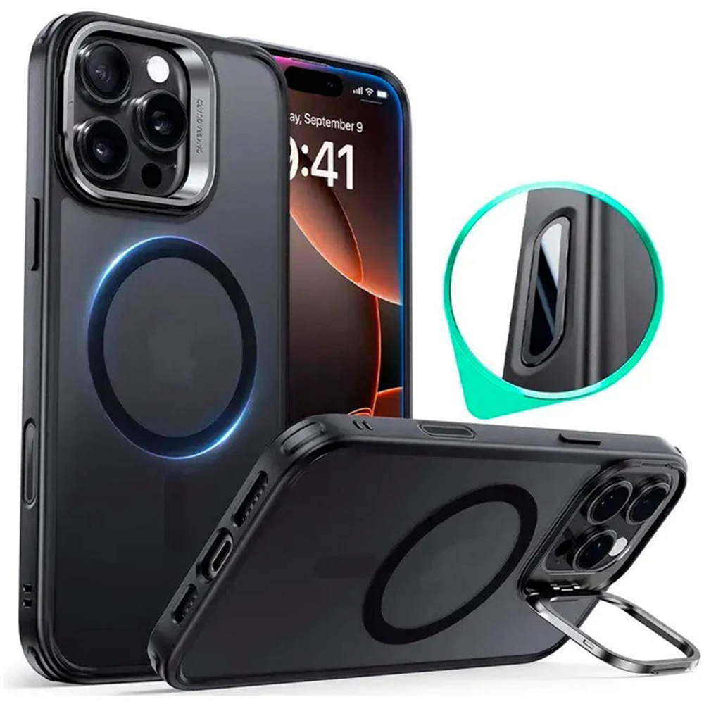 Калъф за iPhone 16 Pro Max - ESR Classic Classic Hybrid HaloLock HaloLock Kickstand - Frosted Черен
