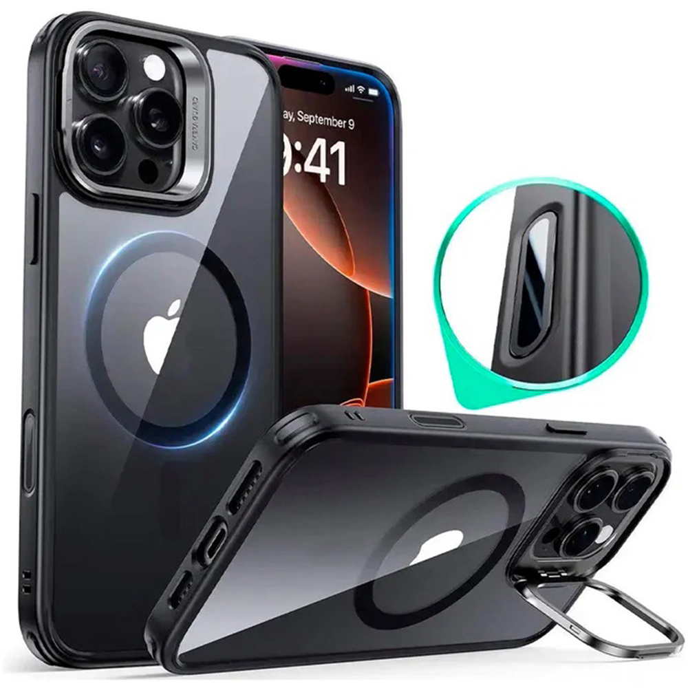 Калъф за iPhone 16 Pro Max - ESR Classic Classic Hybrid HaloLock HaloLock Kickstand - Прозрачен Черен