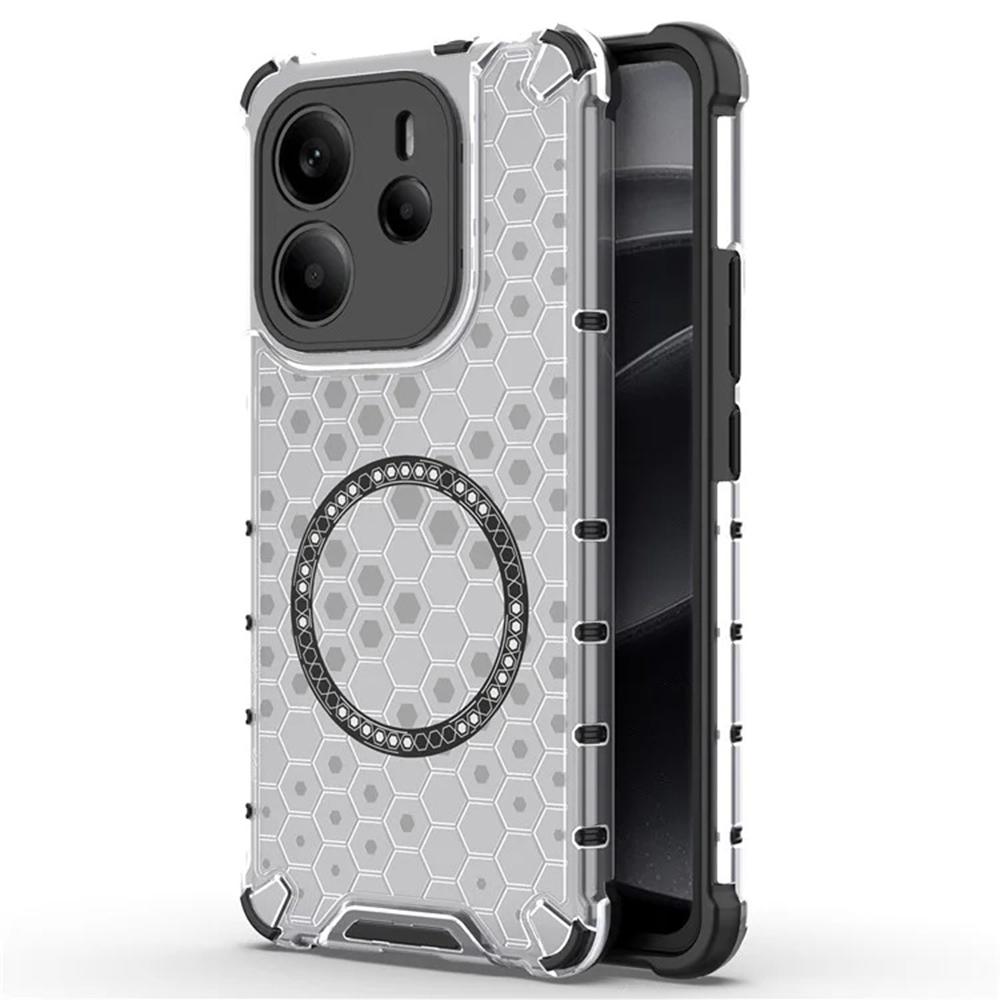 Прозрачен калъф за Xiaomi Redmi Note 14 4G (Регионален) - Techsuit HoneyComb Shield MagSafe MagSafe - Бял