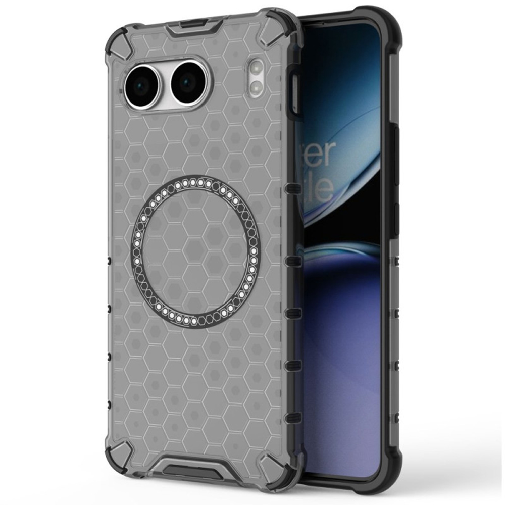 Прозрачен калъф за OnePlus Nord 4 - Techsuit HoneyComb Shield MagSafe - Черен