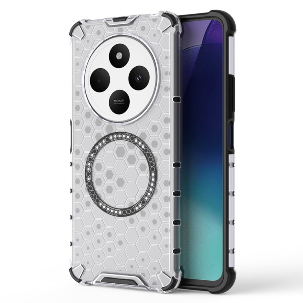 Прозрачен калъф за Xiaomi Redmi 14C / Poco C75 - Techsuit HoneyComb Shield MagSafe MagSafe - Бял