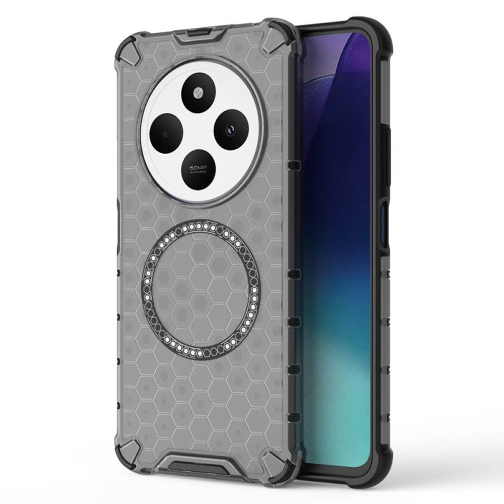 Прозрачен калъф за Xiaomi Redmi 14C / Poco C75 - Techsuit HoneyComb Shield MagSafe MagSafe - Черен