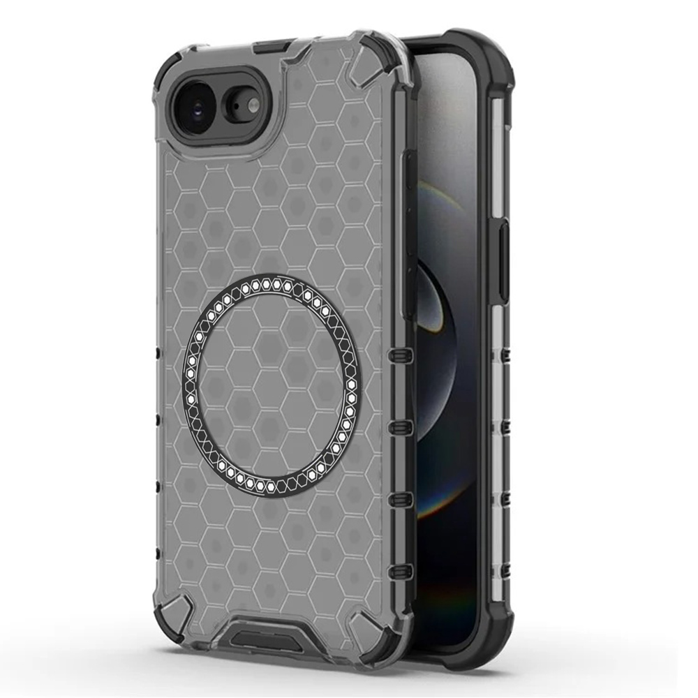 Прозрачен калъф за iPhone 16e / iPhone 17e - Techsuit HoneyComb Shield MagSafe MagSafe - Черен