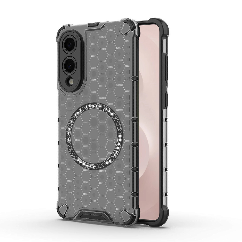 Прозрачен калъф за Samsung Galaxy S25 Edge - Techsuit HoneyComb Shield MagSafe - Черен