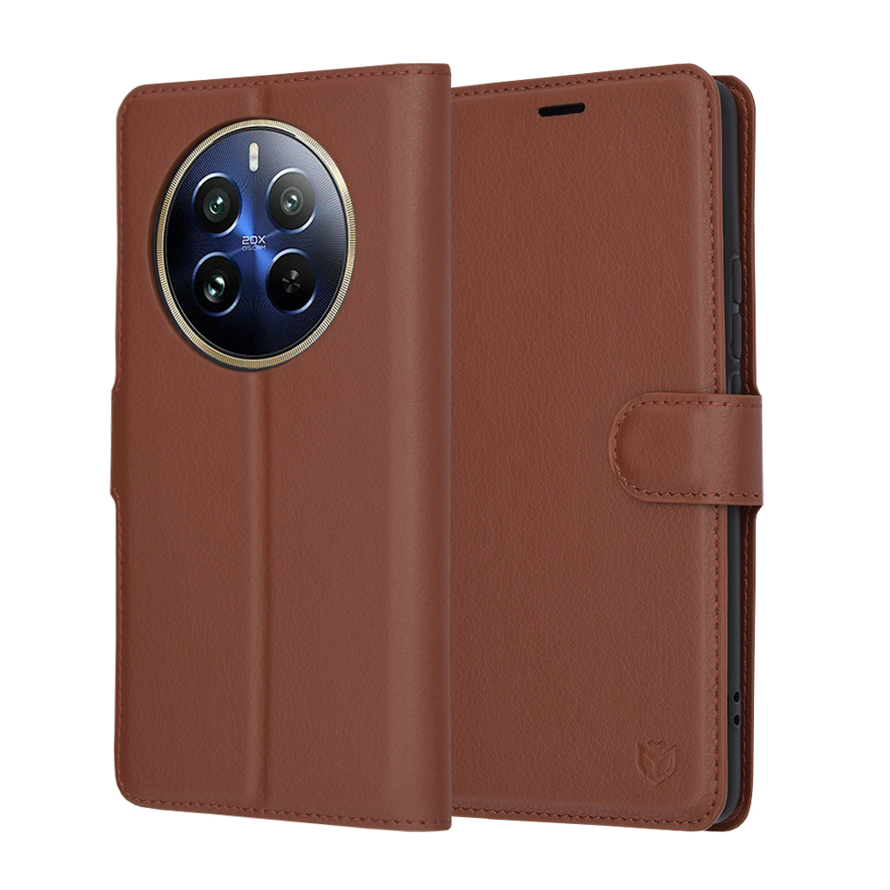 Калъф за Realme 12 Pro / 12 Pro+ - Techsuit Leather Folio - Кафяв