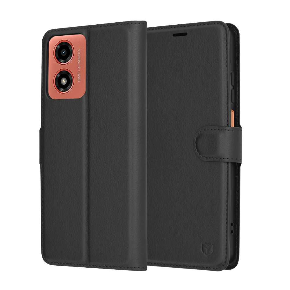 Калъф за Motorola Moto Moto G04 / Moto G04s / Moto G24 / Moto E14 - Techsuit Leather Folio - Черен