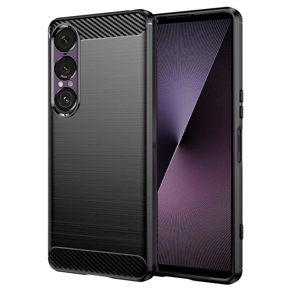 Калъф за Sony Xperia 1 VII - Techsuit Carbon Silicone - Черен