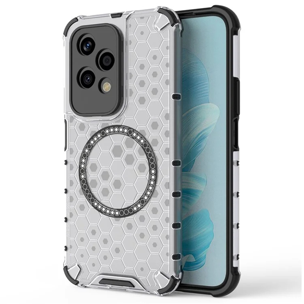 Прозрачен калъф за Honor 200 Lite - Techsuit HoneyComb Shield MagSafe - Бял
