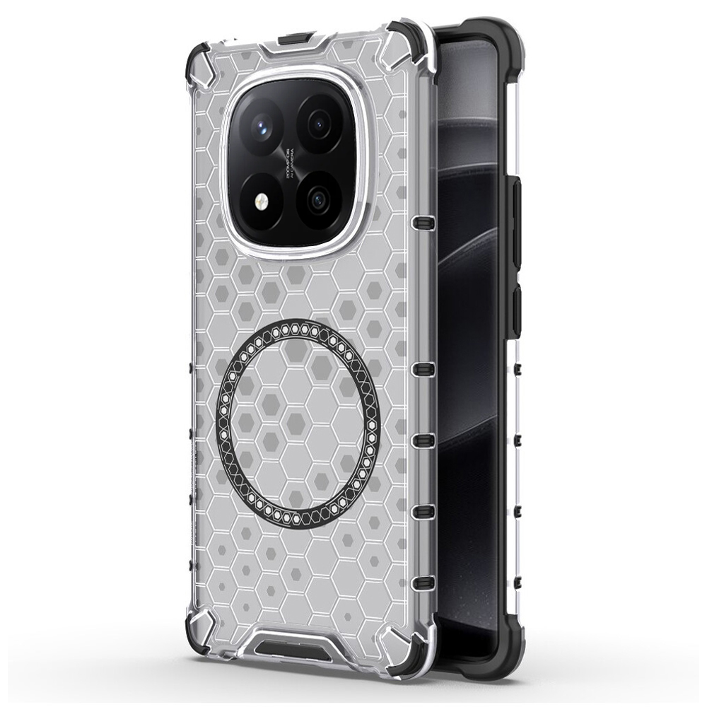 Прозрачен калъф за Xiaomi Redmi Note 14 Pro+ 5G - Techsuit HoneyComb Shield MagSafe MagSafe - Бял