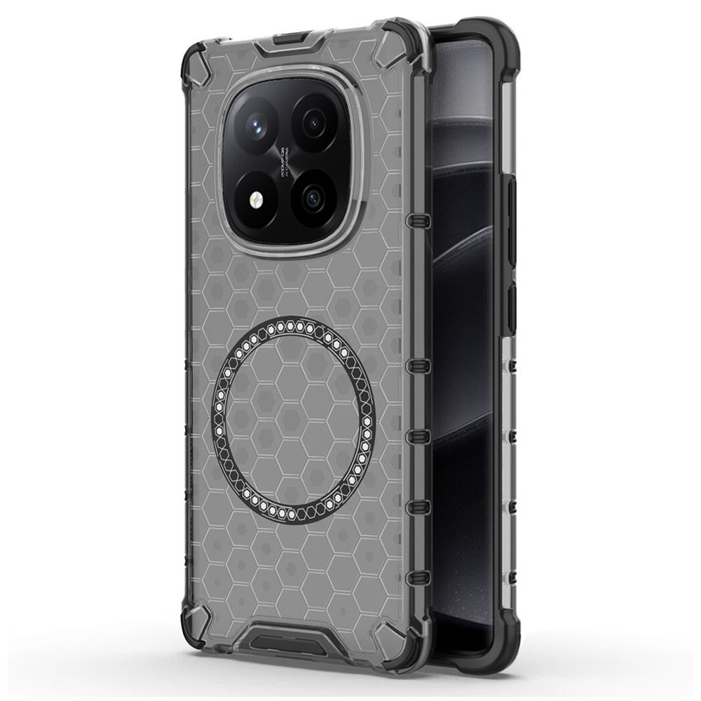 Прозрачен калъф за Xiaomi Redmi Note 14 Pro+ 5G - Techsuit HoneyComb Shield MagSafe MagSafe - Черен