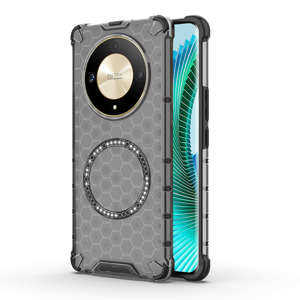 Прозрачен калъф за Honor Magic6 Lite - Techsuit HoneyComb Shield MagSafe - Черен