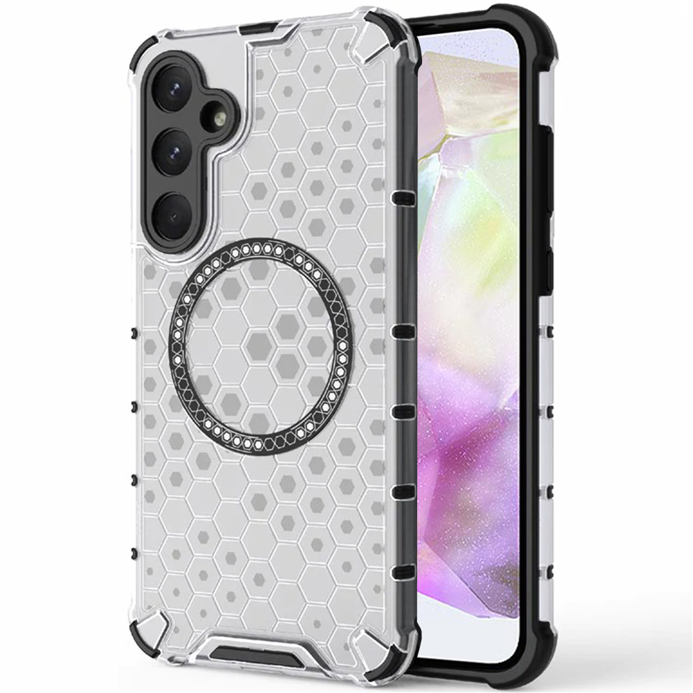 Прозрачен калъф за Samsung Galaxy A35 5G - Techsuit HoneyComb Shield MagSafe - Бял