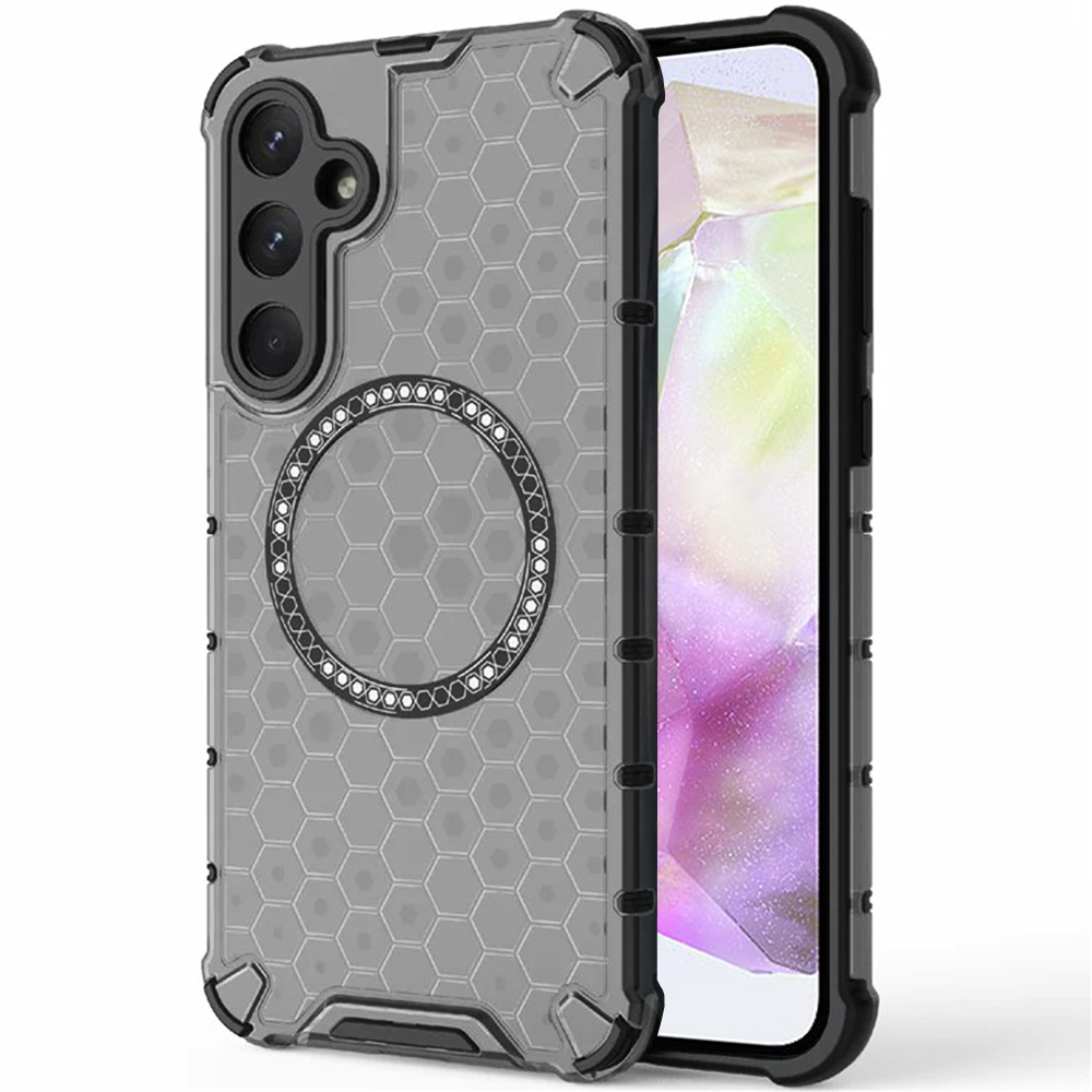 Прозрачен калъф за Samsung Galaxy A35 5G - Techsuit HoneyComb Shield MagSafe - Черен