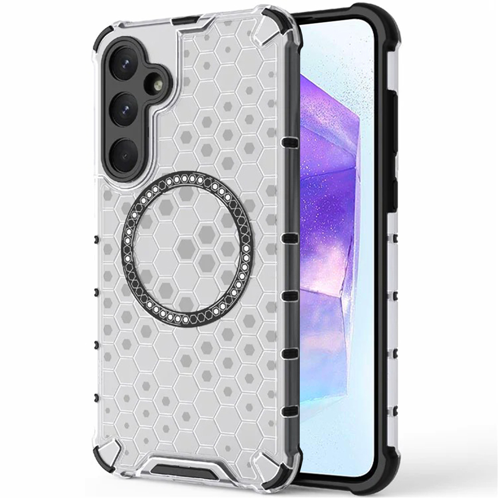 Прозрачен калъф за Samsung Galaxy A55 5G - Techsuit HoneyComb Shield MagSafe - Бял