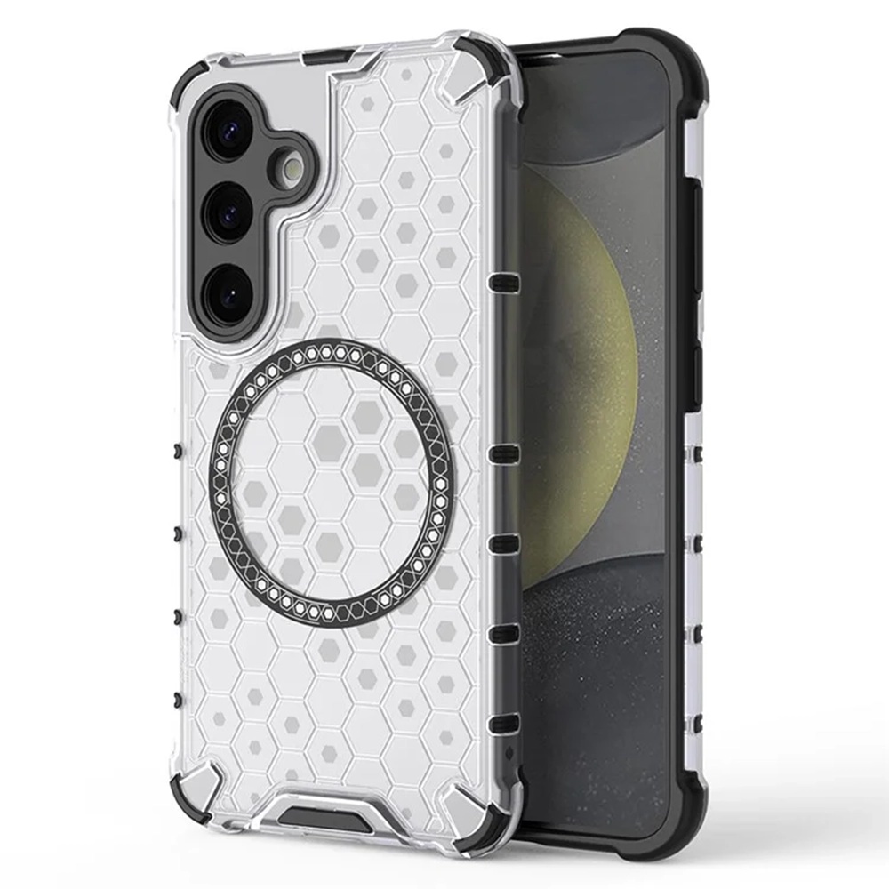 Прозрачен калъф за Samsung Galaxy S24 - Techsuit HoneyComb Shield MagSafe - Бял