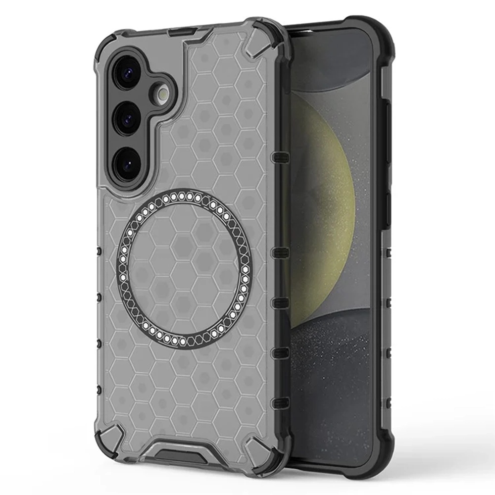 Прозрачен калъф за Samsung Galaxy S24 - Techsuit HoneyComb Shield MagSafe - Черен