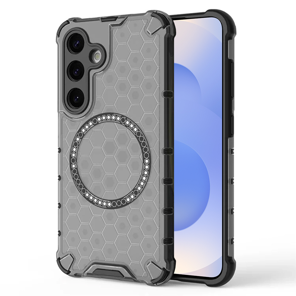 Прозрачен калъф за Samsung Galaxy S25 - Techsuit HoneyComb Shield MagSafe - Черен