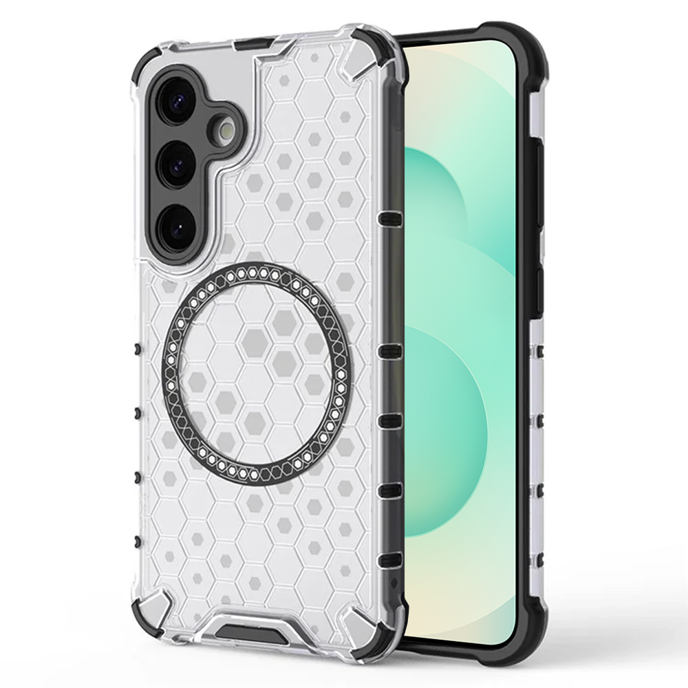 Прозрачен калъф за Samsung Galaxy S25 Plus - Techsuit HoneyComb Shield MagSafe - Бял
