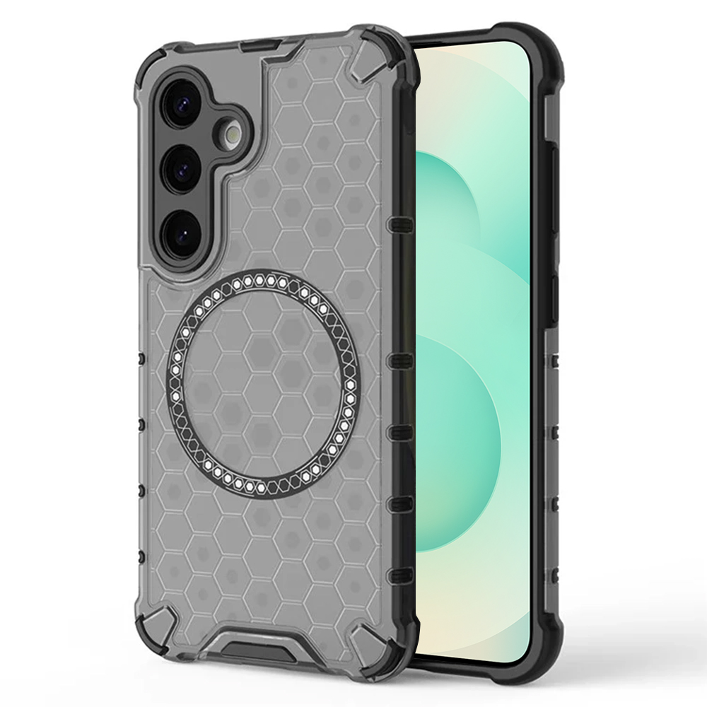 Прозрачен калъф за Samsung Galaxy S25 Plus - Techsuit HoneyComb Shield MagSafe - Черен