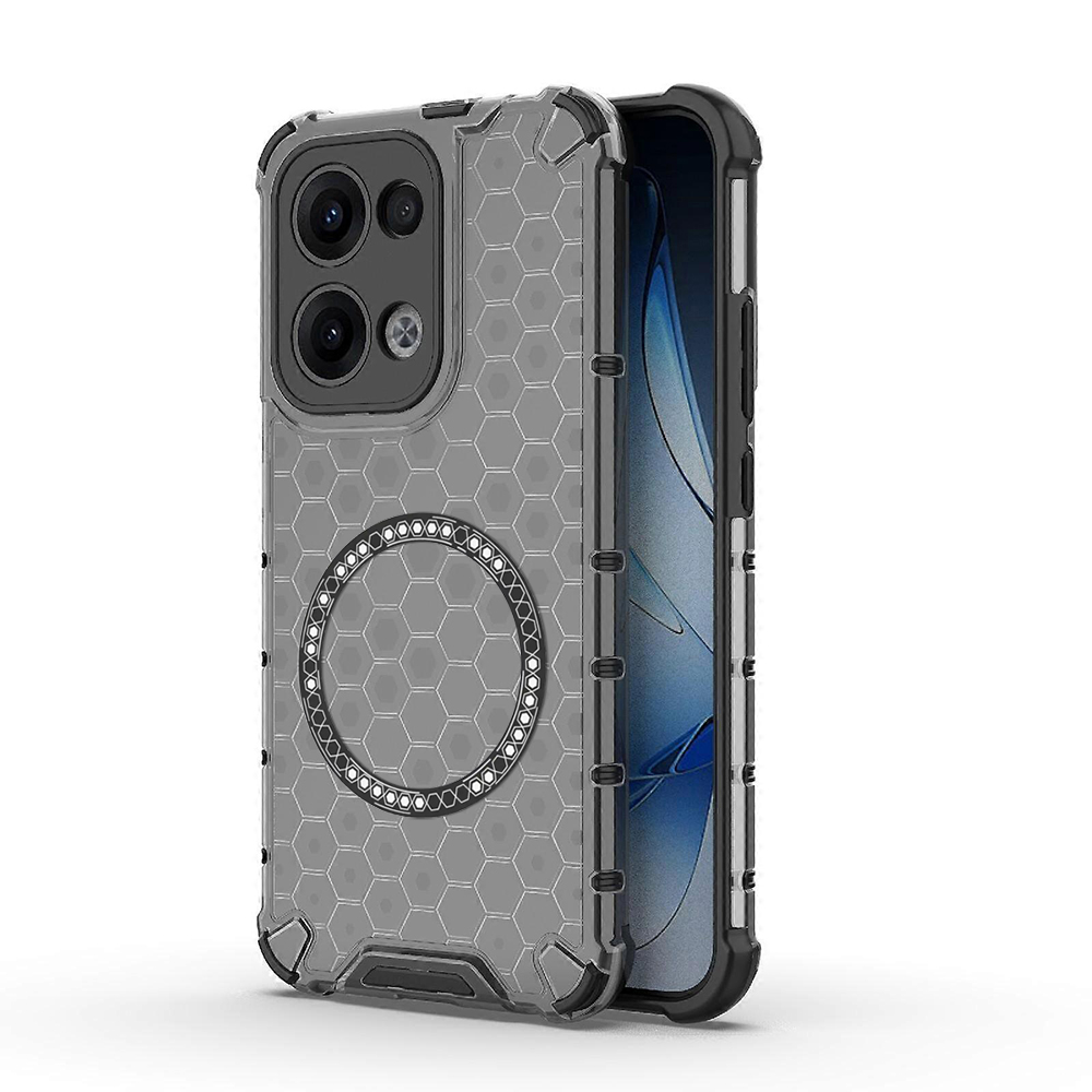 Прозрачен калъф за Oppo Reno13 - Techsuit HoneyComb Shield MagSafe - Черен